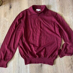John Nordstrom Extra Fine 100% Merino Wool Sweater Mens M Red Sweatshirt Polo